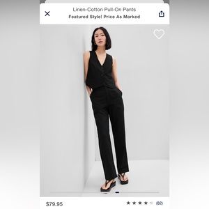 BRAND NEW! Gap linen cotton pull on pants (black)